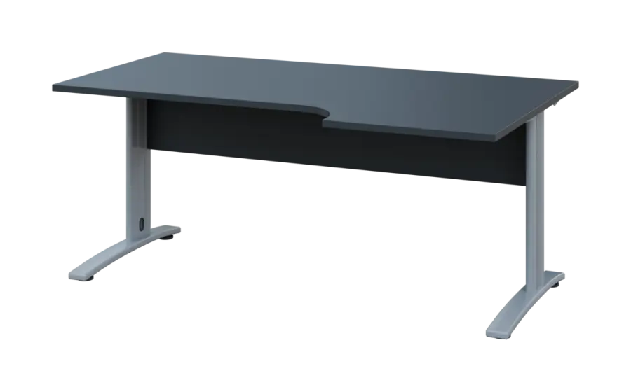 ORK 28 - 186 stůl kancelářský, rohový, pravý, kovová podnož stříbrná, deska 25 mm, široký 1800 mm, antracit