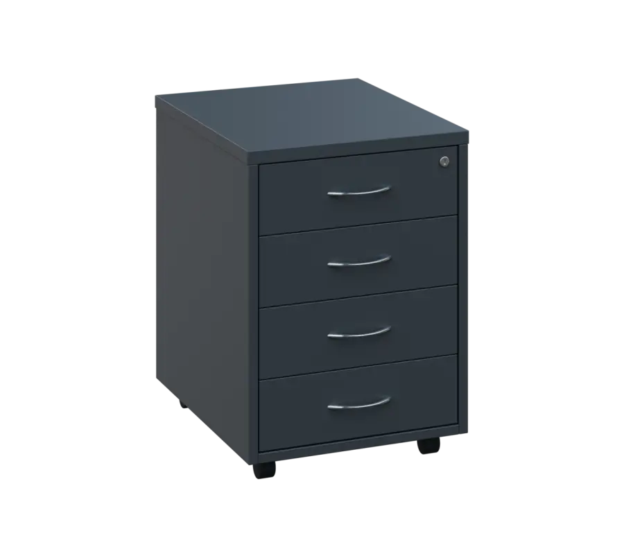 OKC - V1 kontejner pojízdný, 4-zásuvkový, deska 25 mm, centrální zámek, antracit