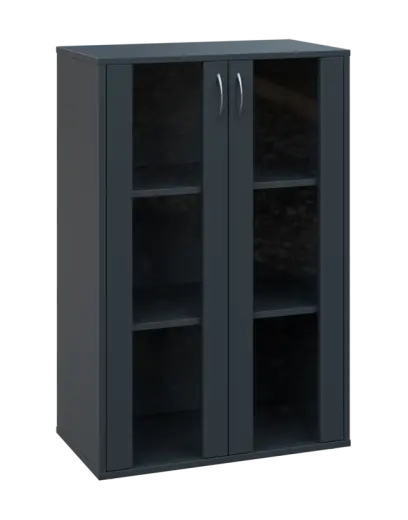 OV 3 - 8S kancelářská skříň, 2-dveřová/prosklená, 1100x800x400, antracit