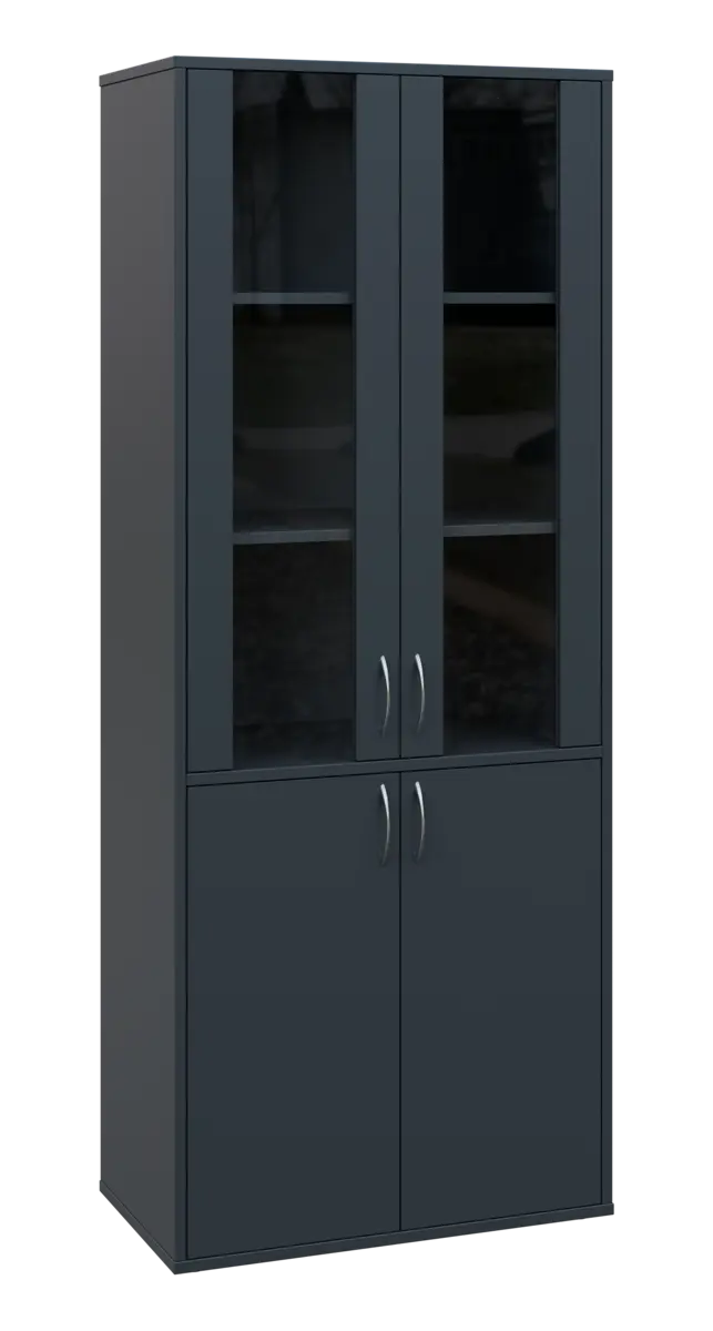 OV 5 - 8DS kancelářská skříň, 4-dveřová/prosklená, 1800x800x400, antracit
