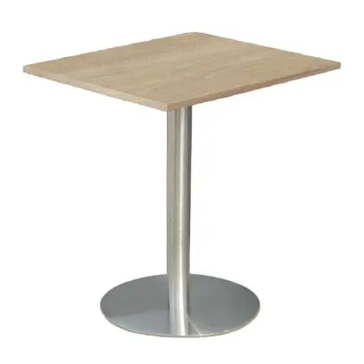 RC 500 - 8 stůl hranatý, deska 800 x 800 mm dub bardolino (síla 25 mm), noha broušený nerez