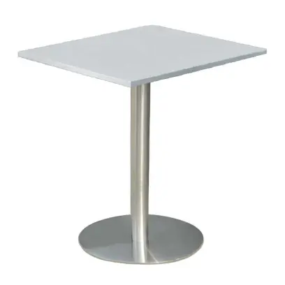 RC 500 - 8 stůl hranatý, deska 800 x 800 mm šedá (síla 25 mm), noha broušený nerez