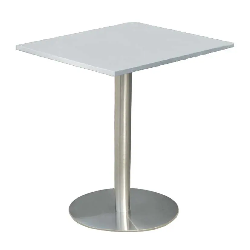 RC 500 - 8 stůl hranatý, deska 800 x 800 mm šedá (síla 25 mm), noha broušený nerez