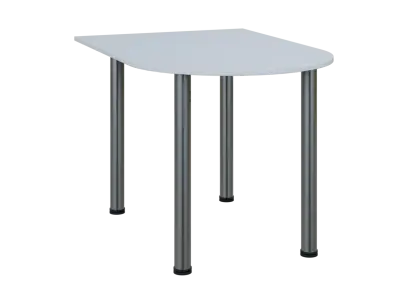 TJ 8 - 12 přístavba jednací, kovová podnož chrom, síla desky 18 mm, široká 1200 mm, bílá