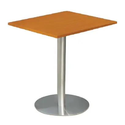 RC 500 - 8 stůl hranatý, deska 800 x 800 mm třešeň šumavská (síla 25 mm), noha broušený nerez