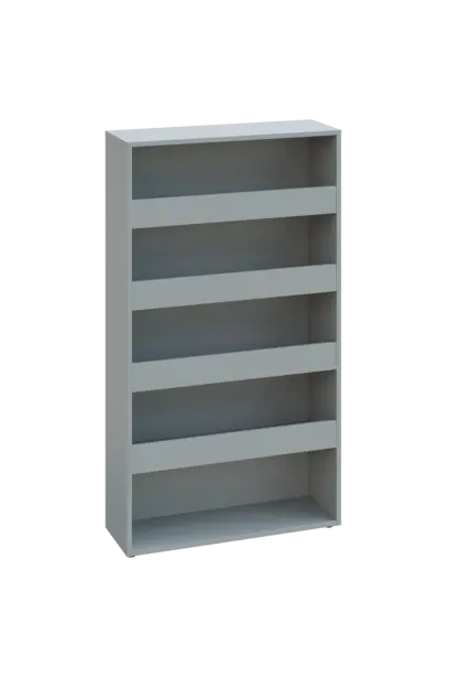 KNI 30 regál knihovnický, zvýšený okraj polic, 1450x800x300, šedá