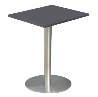 RC 500 - 9 stůl hranatý, deska 900 x 900 mm antracit (síla 25 mm), noha broušený nerez