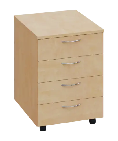 CKP 2 - 01 kontejner pojízdný, 4-zásuvkový, deska 25 mm, bez zámku, bříza světlá