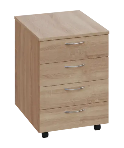 CKP 2 - 01 kontejner pojízdný, 4-zásuvkový, deska 25 mm, bez zámku, dub bardolino