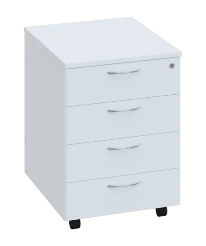 CKZP 1 - 01 kontejner pojízdný, 4-zásuvkový, deska 18 mm, zámek na první zásuvce, bílá