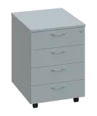 CKZP 1 - 01 kontejner pojízdný, 4-zásuvkový, deska 18 mm, zámek na první zásuvce, šedá