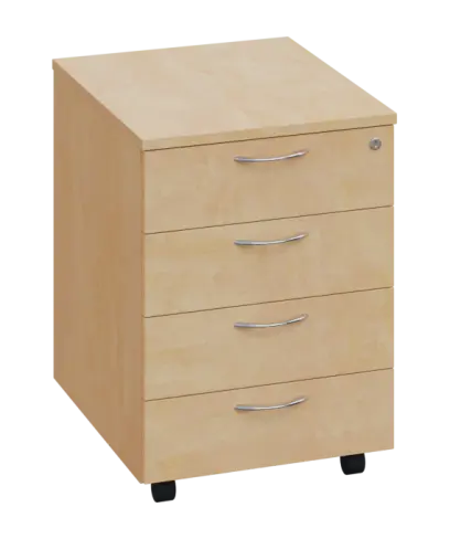 CKZP 1 - 01 kontejner pojízdný, 4-zásuvkový, deska 18 mm, zámek na první zásuvce, bříza světlá