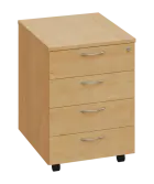 CKZP 1 - 01 kontejner pojízdný, 4-zásuvkový, deska 18 mm, zámek na první zásuvce, javor horský