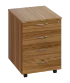 CKZP 1 - 01 kontejner pojízdný, 4-zásuvkový, deska 18 mm, zámek na první zásuvce, ořech světlý