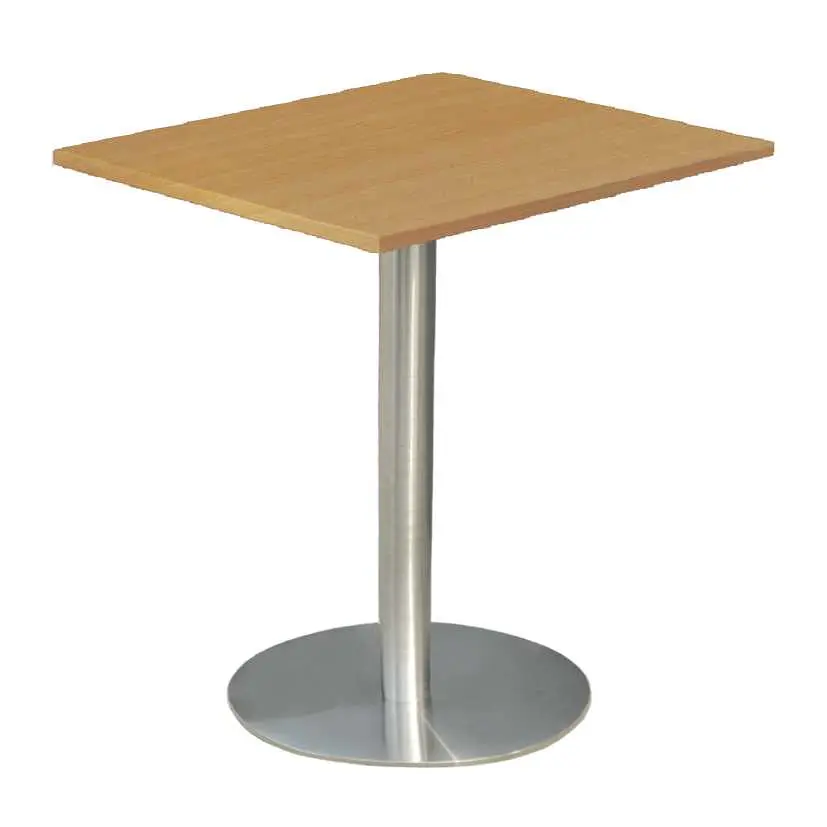 RC 500 - 9 stůl hranatý, deska 900 x 900 mm buk royal (síla 25 mm), noha broušený nerez