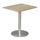 RC 500 - 9 stůl hranatý, deska 900 x 900 mm dub bardolino (síla 25 mm), noha broušený nerez