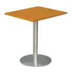 RC 500 - 9 stůl hranatý, deska 900 x 900 mm olše jantar (síla 25 mm), noha broušený nerez