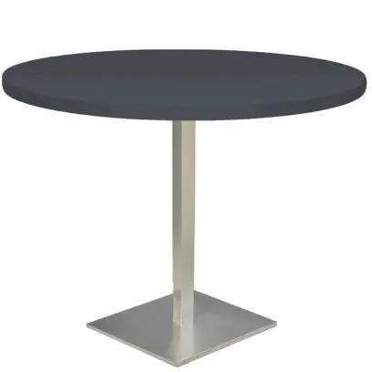 SQC 500 - 13 stůl kulatý, deska pr.800 mm antracit (síla 25 mm), noha broušený nerez