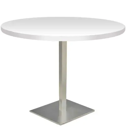 SQC 500 - 13 stůl kulatý, deska pr.800 mm bílá (síla 25 mm), noha broušený nerez