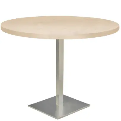 SQC 500 - 13 stůl kulatý, deska pr.800 mm bříza irská (síla 25 mm), noha broušený nerez