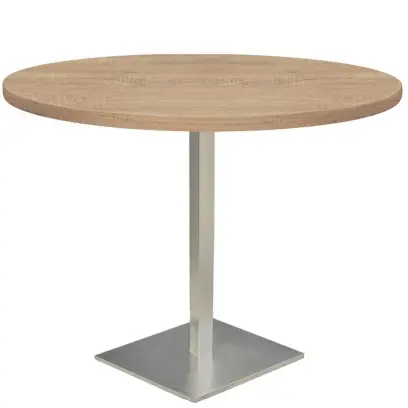 SQC 500 - 13 stůl kulatý, deska pr.800 mm dub bardolino (síla 25 mm), noha broušený nerez