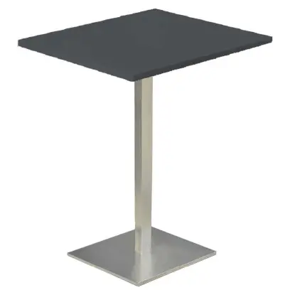 SQC 500 - 1 stůl hranatý, deska 600 x 600 mm antracit (síla 25 mm), noha broušený nerez
