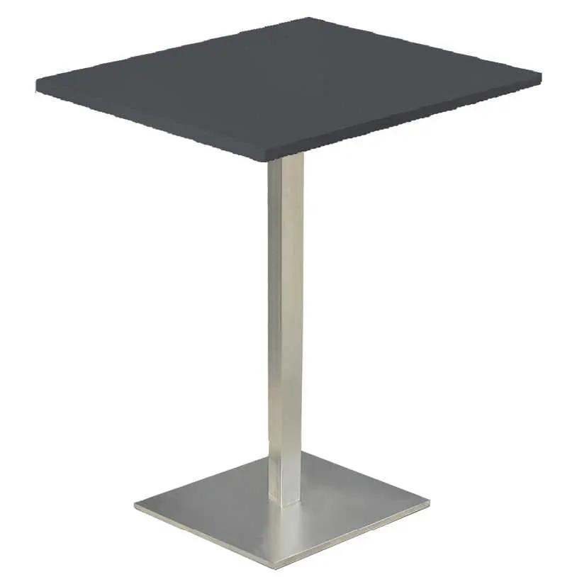 SQC 500 - 1 stůl hranatý, deska 600 x 600 mm antracit (síla 25 mm), noha broušený nerez