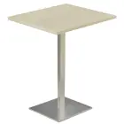 SQC 500 - 1 stůl hranatý, deska 600 x 600 mm javor horský (síla 25 mm), noha broušený nerez