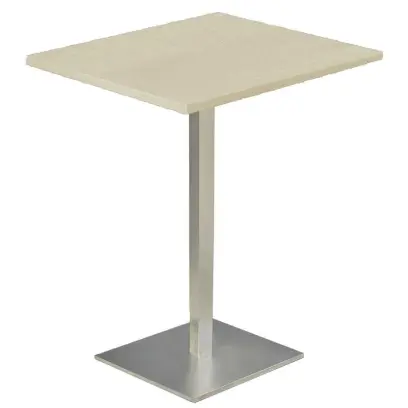 SQC 500 - 1 stůl hranatý, deska 600 x 600 mm javor horský (síla 25 mm), noha broušený nerez