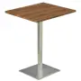 SQC 500 - 1 stůl hranatý, deska 600 x 600 mm ořech královský (síla 25 mm), noha broušený nerez