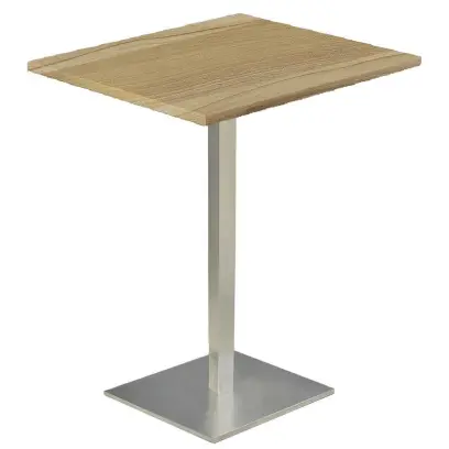 SQC 500 - 1 stůl hranatý, deska 600 x 600 mm ořech světlý (síla 25 mm), noha broušený nerez