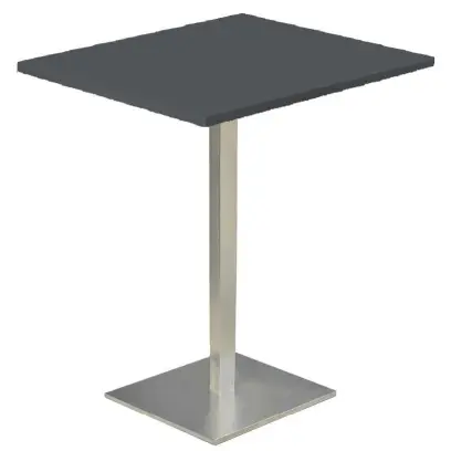 SQC 500 - 2 stůl hranatý, deska 700 x 700 mm antracit (síla 25 mm), noha broušený nerez