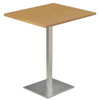 SQC 500 - 2 stůl hranatý, deska 700 x 700 mm buk royal (síla 25 mm), noha broušený nerez