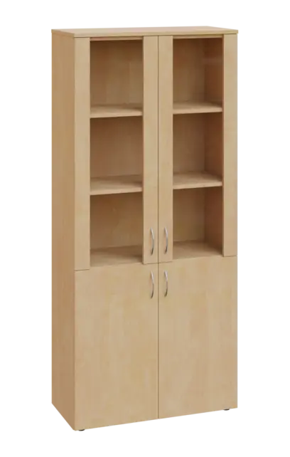 CLEP 5 - 8VS skříň léková, 4-dveřová, sklo čiré v liště, výsuvná deska, 2x zámek, 1800x800x400, bříz