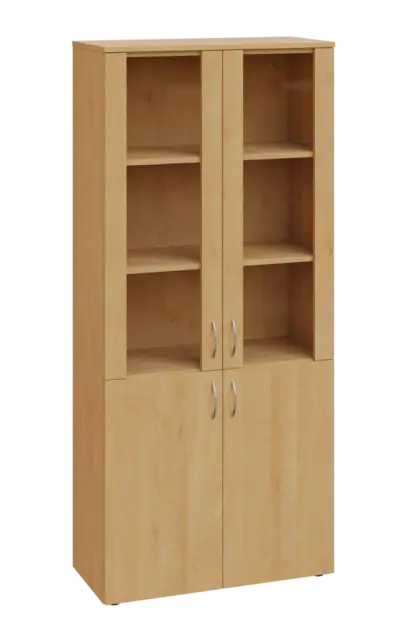 CLEP 5 - 8VS skříň léková, 4-dveřová, sklo čiré v liště, výsuvná deska, 2x zámek, 1800x800x400, javo