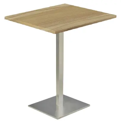 SQC 500 - 2 stůl hranatý, deska 700 x 700 mm ořech světlý (síla 25 mm), noha broušený nerez