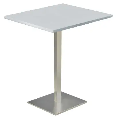 SQC 500 - 2 stůl hranatý, deska 700 x 700 mm šedá (síla 25 mm), noha broušený nerez