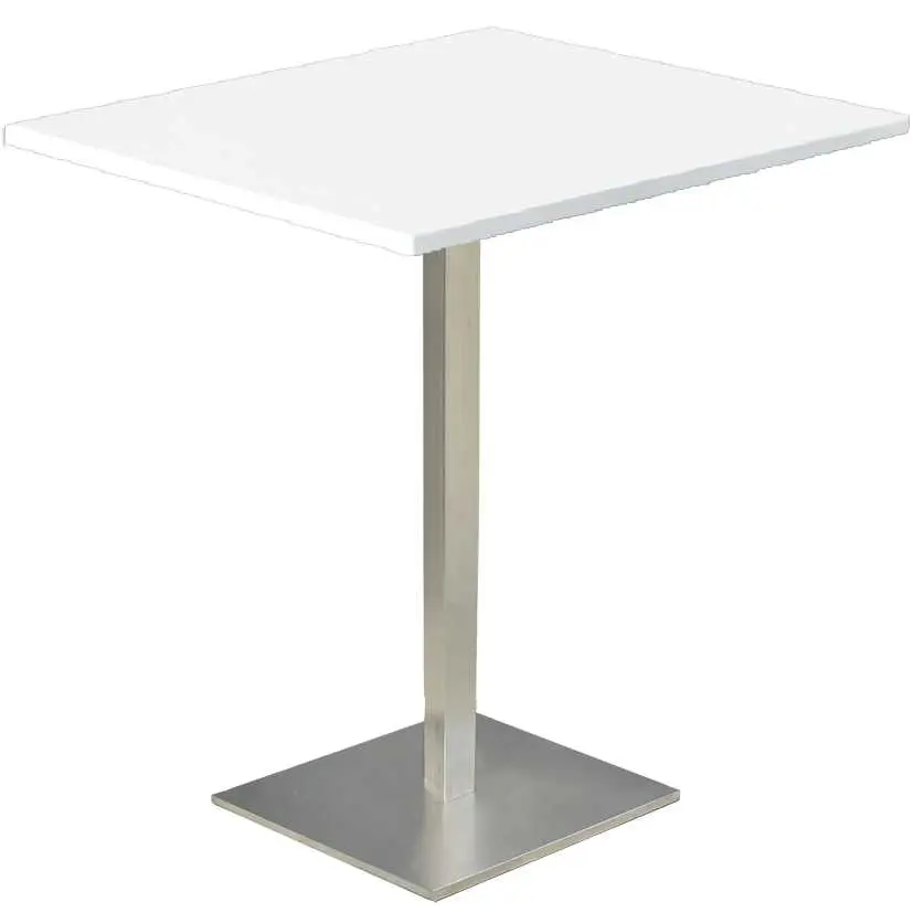 SQC 500 - 3 stůl hranatý, deska 800 x 800 mm bílá (síla 25 mm), noha broušený nerez