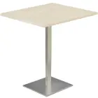 SQC 500 - 3 stůl hranatý, deska 800 x 800 mm bříza irská (síla 25 mm), noha broušený nerez