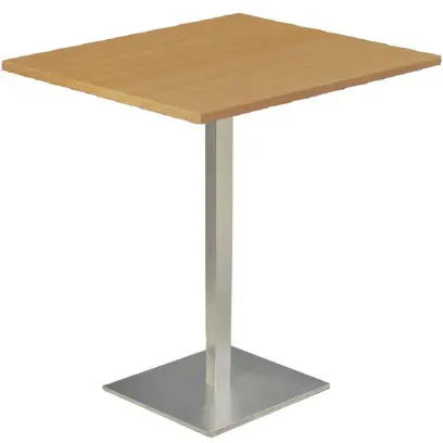 SQC 500 - 3 stůl hranatý, deska 800 x 800 mm buk royal (síla 25 mm), noha broušený nerez