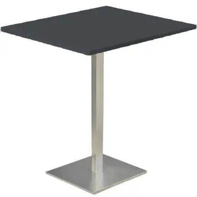 SQC 500 - 4 stůl hranatý, deska 900 x 900 mm antracit (síla 25 mm), noha broušený nerez