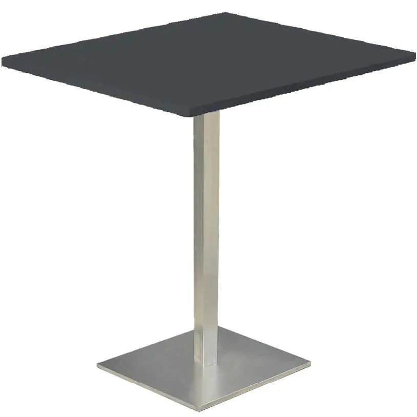 SQC 500 - 4 stůl hranatý, deska 900 x 900 mm antracit (síla 25 mm), noha broušený nerez