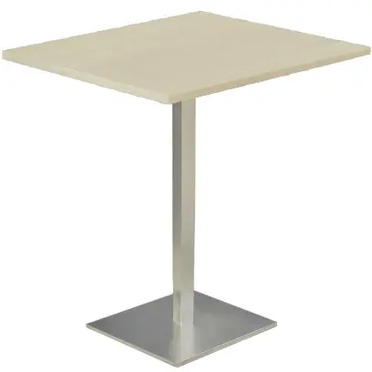 SQC 500 - 4 stůl hranatý, deska 900 x 900 mm javor horský (síla 25 mm), noha broušený nerez