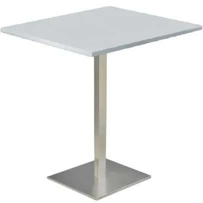 SQC 500 - 4 stůl hranatý, deska 900 x 900 mm šedá (síla 25 mm), noha broušený nerez