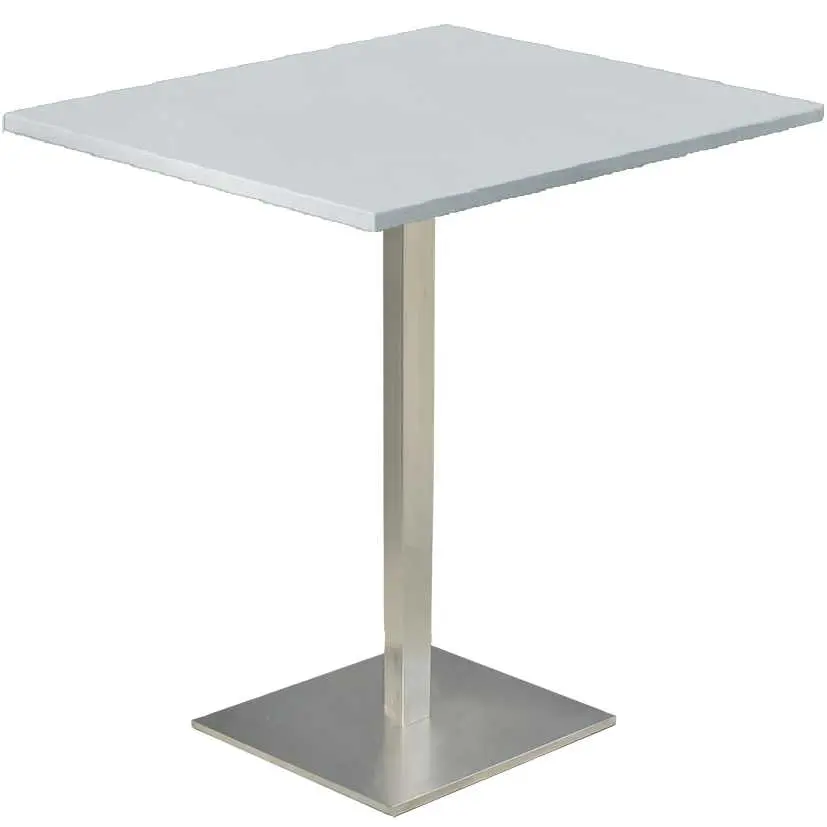 SQC 500 - 4 stůl hranatý, deska 900 x 900 mm šedá (síla 25 mm), noha broušený nerez