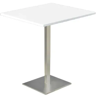 SQC 500 - 5 stůl hranatý, deska 1000 x 1000 mm bílá (síla 25 mm), noha broušený nerez