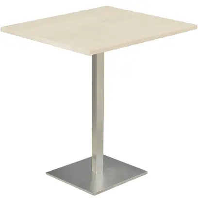 SQC 500 - 5 stůl hranatý, deska 1000 x 1000 mm bříza irská (síla 25 mm), noha broušený nerez