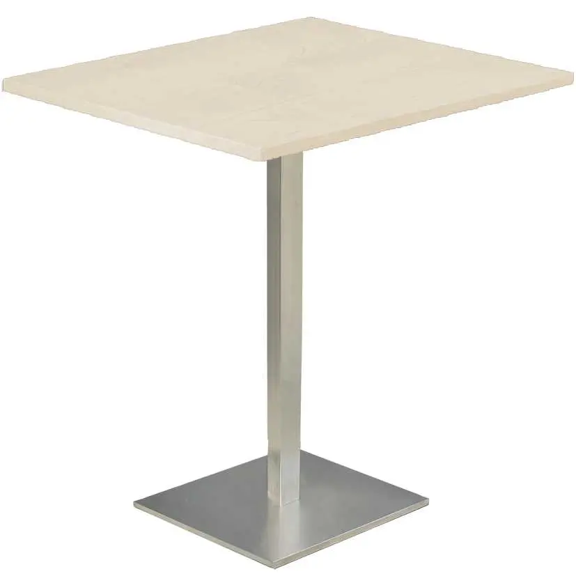 SQC 500 - 5 stůl hranatý, deska 1000 x 1000 mm bříza irská (síla 25 mm), noha broušený nerez