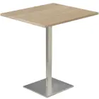 SQC 500 - 5 stůl hranatý, deska 1000 x 1000 mm dub bardolino (síla 25 mm), noha broušený nerez