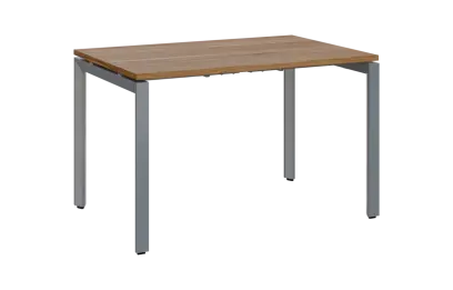 PPKU - 12 stůl kancelářský, kovová podnož stříbrná, deska 18 mm, široký 1200 mm, ořech světlý